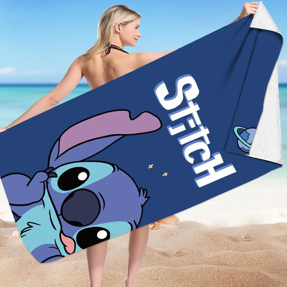 Kawaii Disney Stitch Beach Towel Cartoon Style Microfiber Large Beach Towel Bath Towel Multifunctional Square Towel Beach Towel