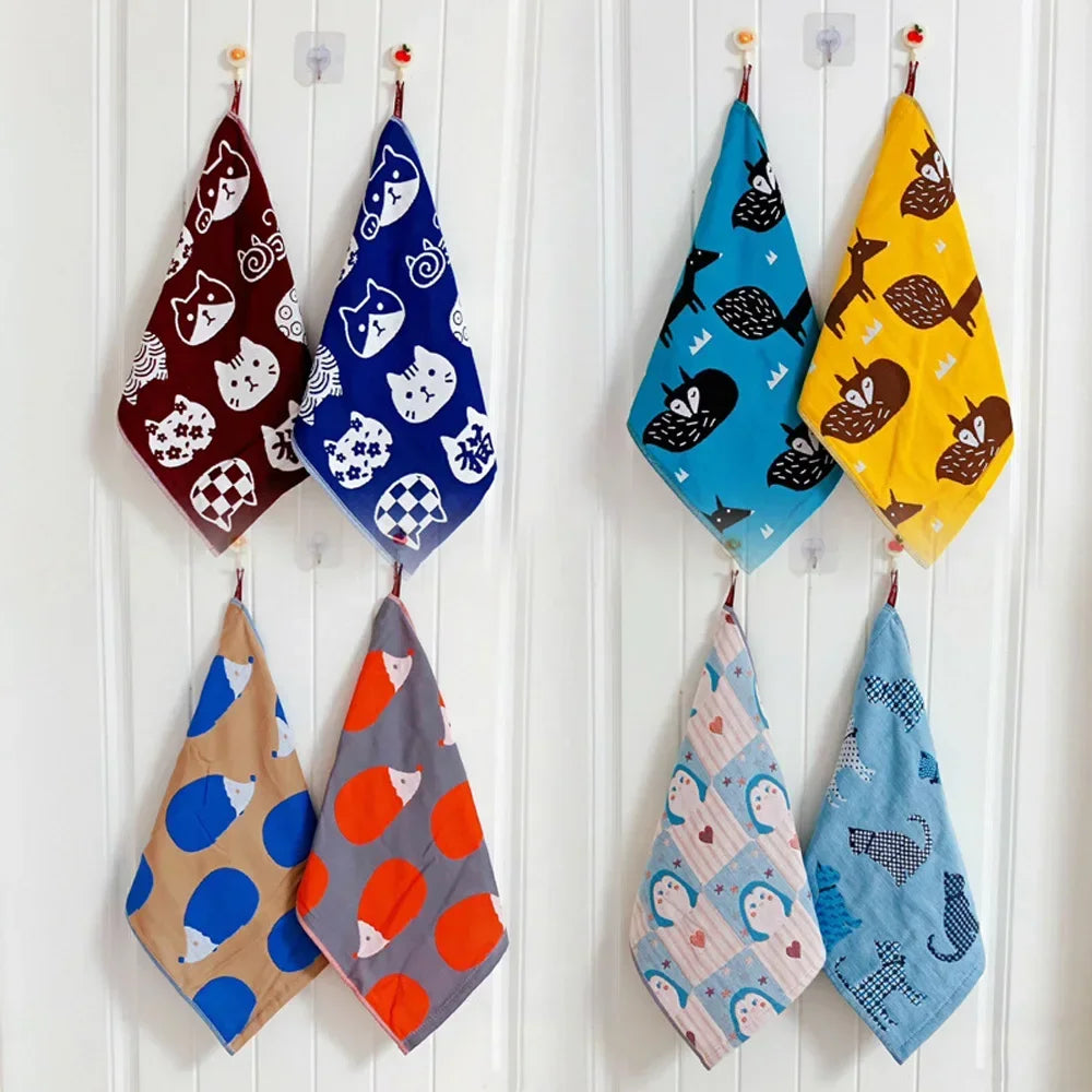 100% Cotton Three-layer Gauze Bath Towel Children Boy Girl Square Face Hand Towel 1Pcs Multi-pattern Bathroom Towel Supplies