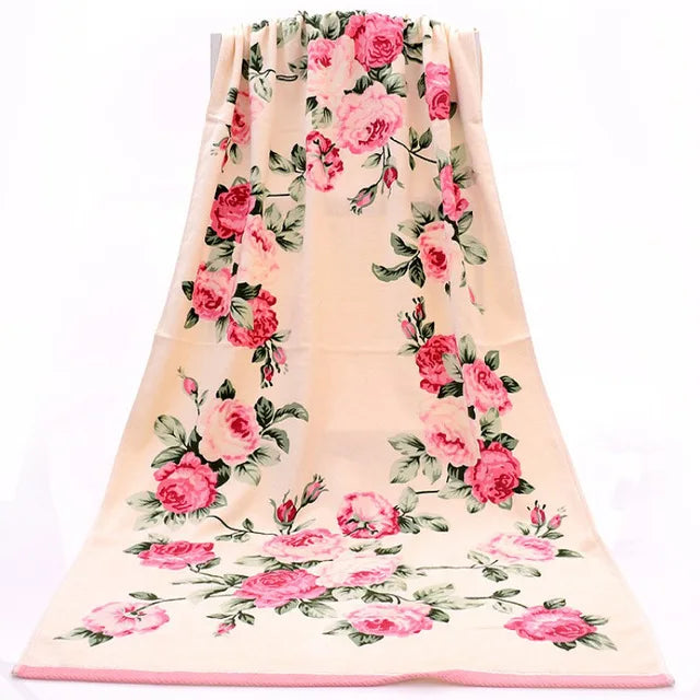 Pure Cotton Creative Jacquard Absorbent Towel Quick-drying Beach Towel Large Flower-shaped Creative Couple Wash Towel 2 Sets