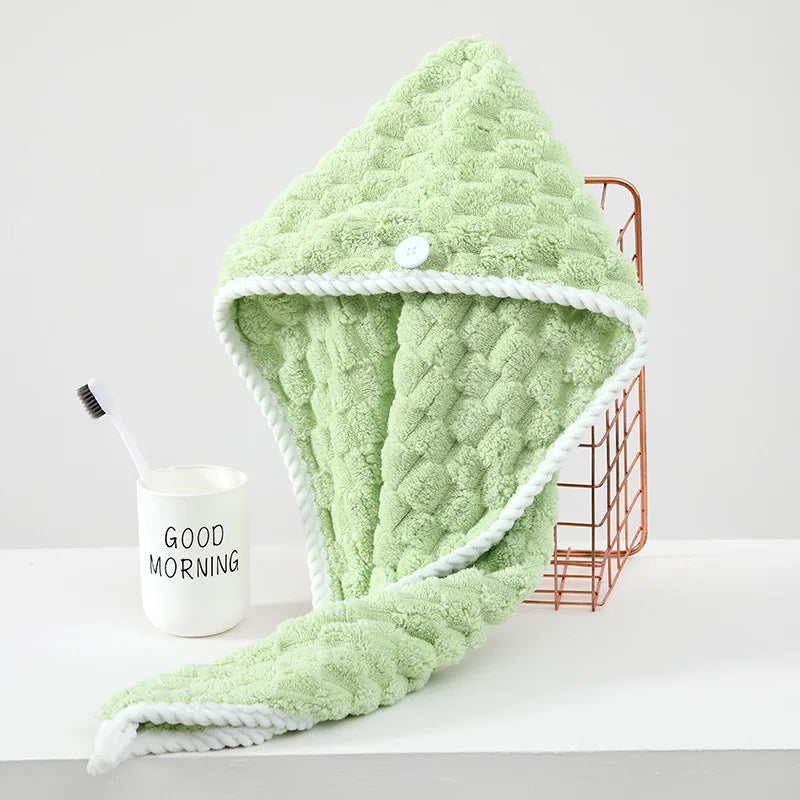 Women's Coral Fleece Hair Quick-Drying Towel Shower Cap Soft Absorbent Girls Bathroom Hair Drying Cap Adult Children Headscarf