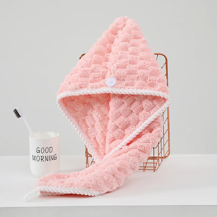 Women's Coral Fleece Hair Quick-Drying Towel Shower Cap Soft Absorbent Girls Bathroom Hair Drying Cap Adult Children Headscarf
