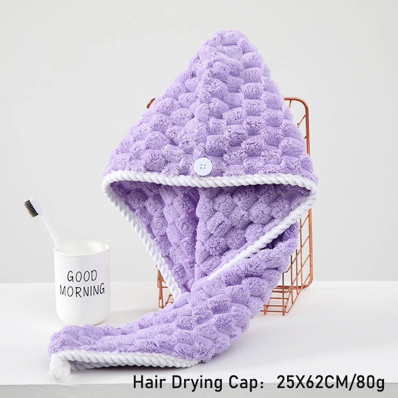 Women's Coral Fleece Hair Quick-Drying Towel Shower Cap Soft Absorbent Girls Bathroom Hair Drying Cap Adult Children Headscarf