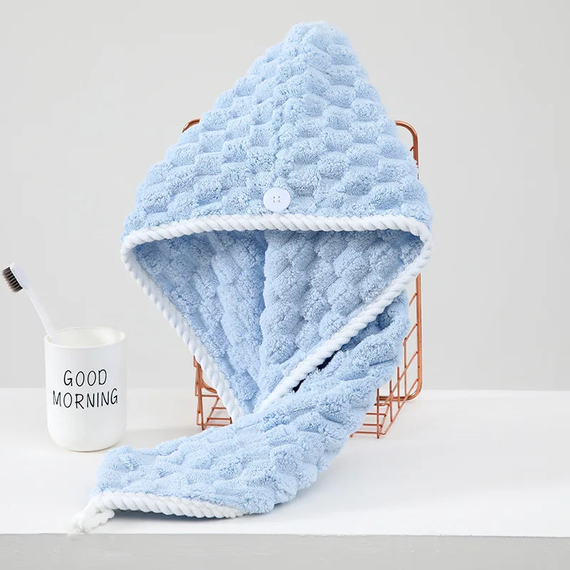 Women's Coral Fleece Hair Quick-Drying Towel Shower Cap Soft Absorbent Girls Bathroom Hair Drying Cap Adult Children Headscarf