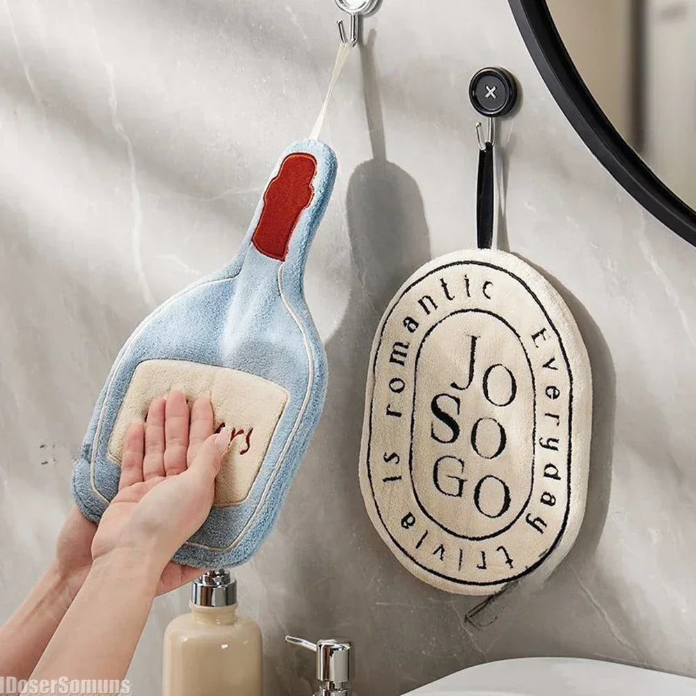 Letter Hand Towel Home Convenient Hanging Thickened Double-layer Speed Dry Absorbent Hand Cloth Kitchen and Bathroom Foot Towel